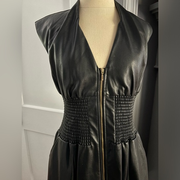 Black vegan leather dress - Picture 5 of 7